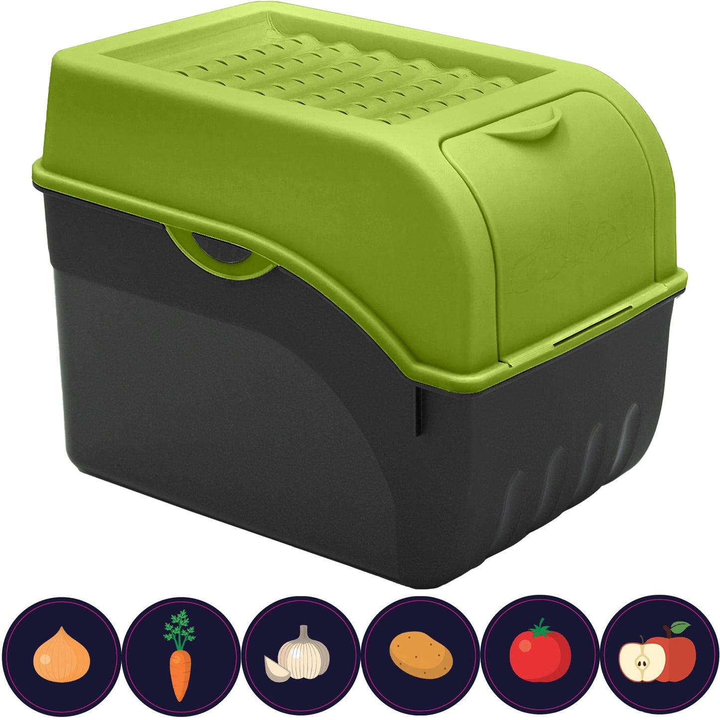 Kartoffelbox mit Deckel grün - Kartoffel Aufbewahrungsbox Gemüsebox mit Aufkleber