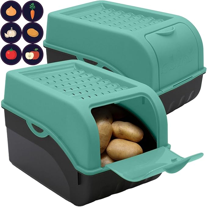 Kartoffelbox mit Deckel 2er Set - Kartoffel Aufbewahrungsbox - Farbe nach Wahl, Größe M