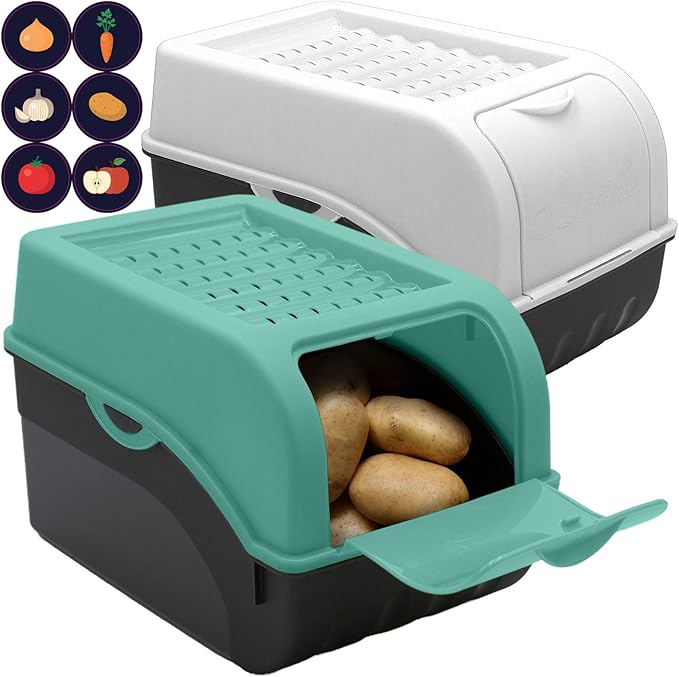 Kartoffelbox mit Deckel 2er Set - Kartoffel Aufbewahrungsbox - Farbe nach Wahl, Größe M