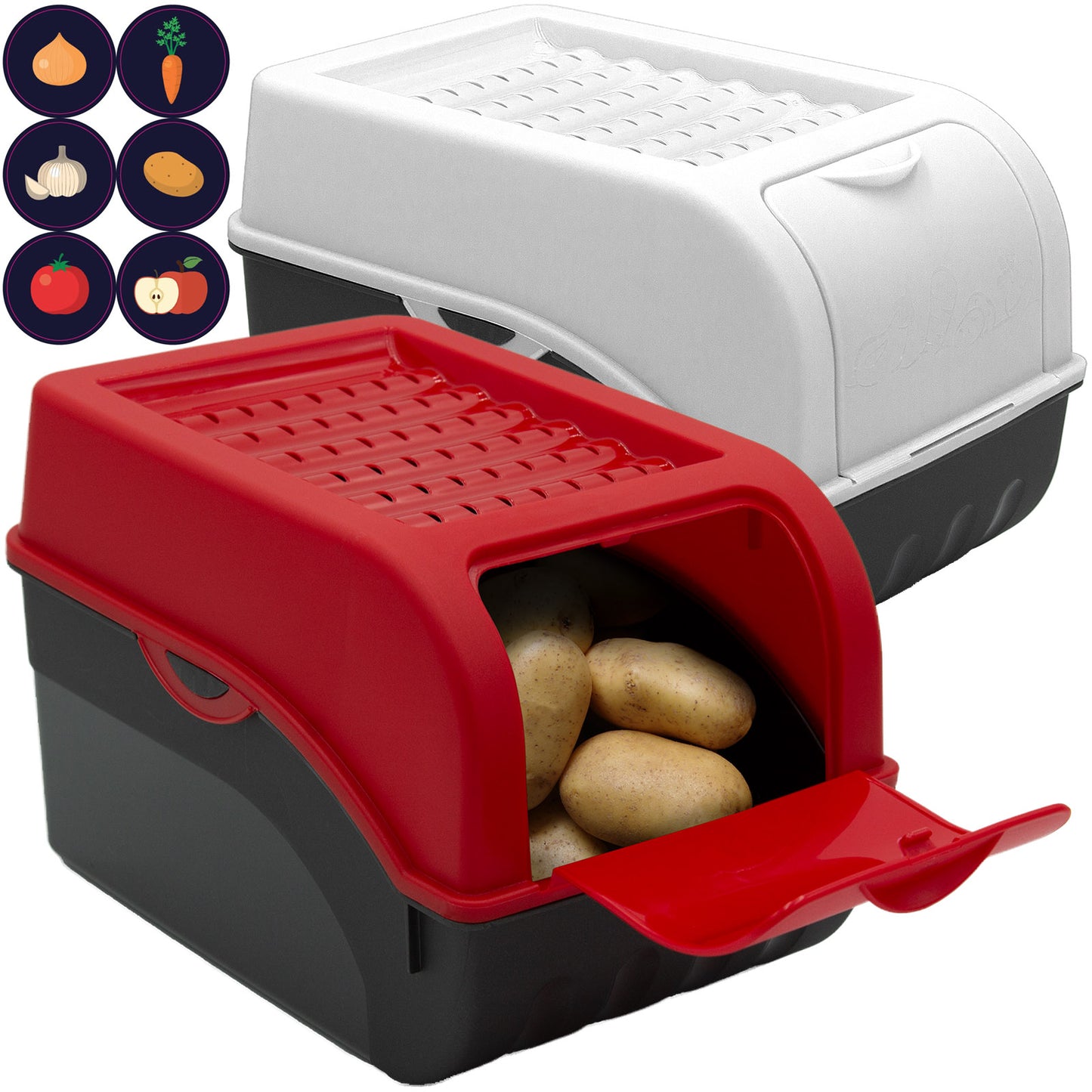 Kartoffelbox mit Deckel 2er Set - Kartoffel Aufbewahrungsbox - Farbe nach Wahl, Größe M