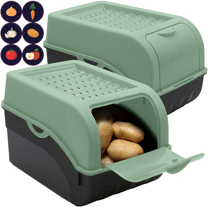 Kartoffelbox mit Deckel 2er Set - Kartoffel Aufbewahrungsbox - Farbe nach Wahl, Größe M
