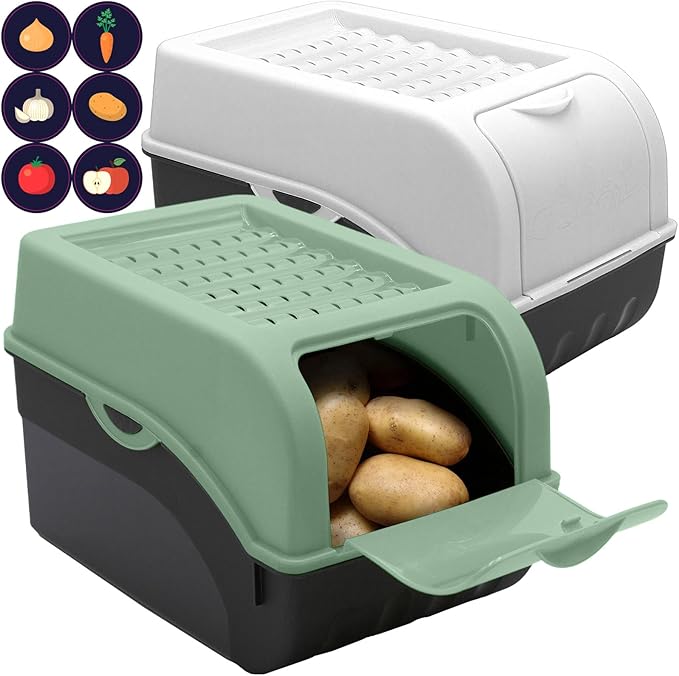 Kartoffelbox mit Deckel 2er Set - Kartoffel Aufbewahrungsbox - Farbe nach Wahl, Größe M