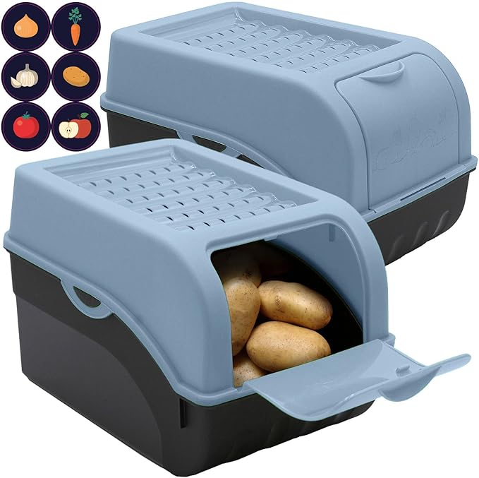Kartoffelbox mit Deckel 2er Set - Kartoffel Aufbewahrungsbox - Farbe nach Wahl, Größe M