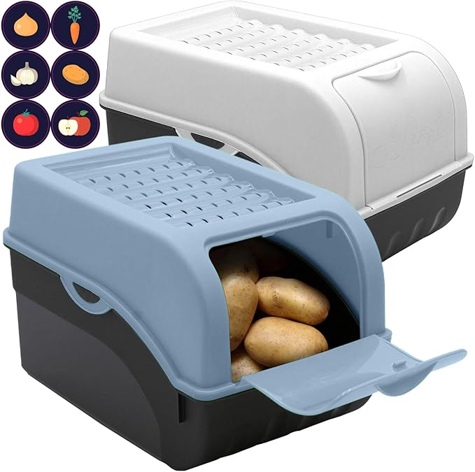 Kartoffelbox mit Deckel 2er Set - Kartoffel Aufbewahrungsbox - Farbe nach Wahl, Größe M