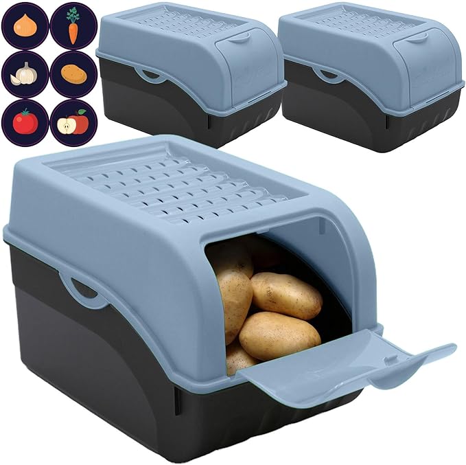 Kartoffelbox mit Deckel 3er Set - Kartoffel Aufbewahrungsbox - Farbe nach Wahl, Größe M