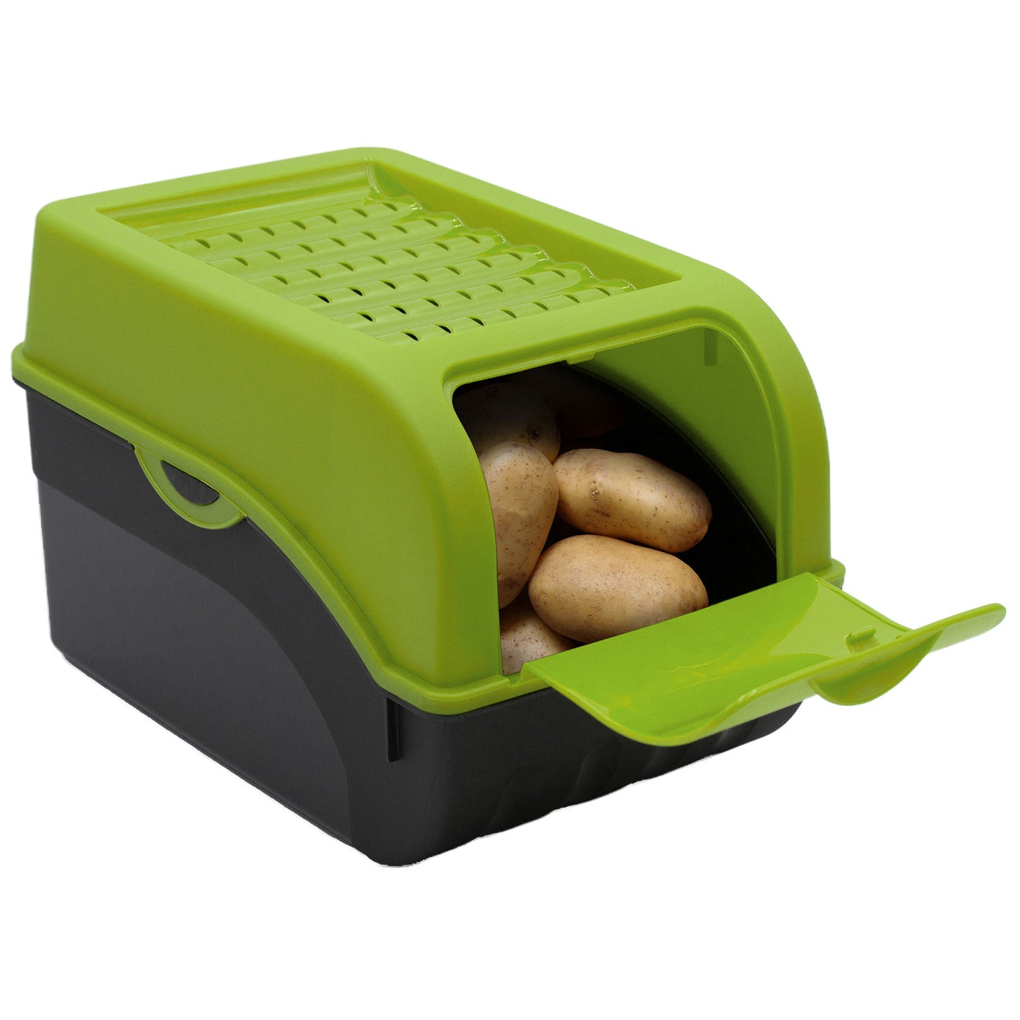 Kartoffelbox mit Deckel grün - Kartoffel Aufbewahrungsbox Gemüsebox mit Aufkleber