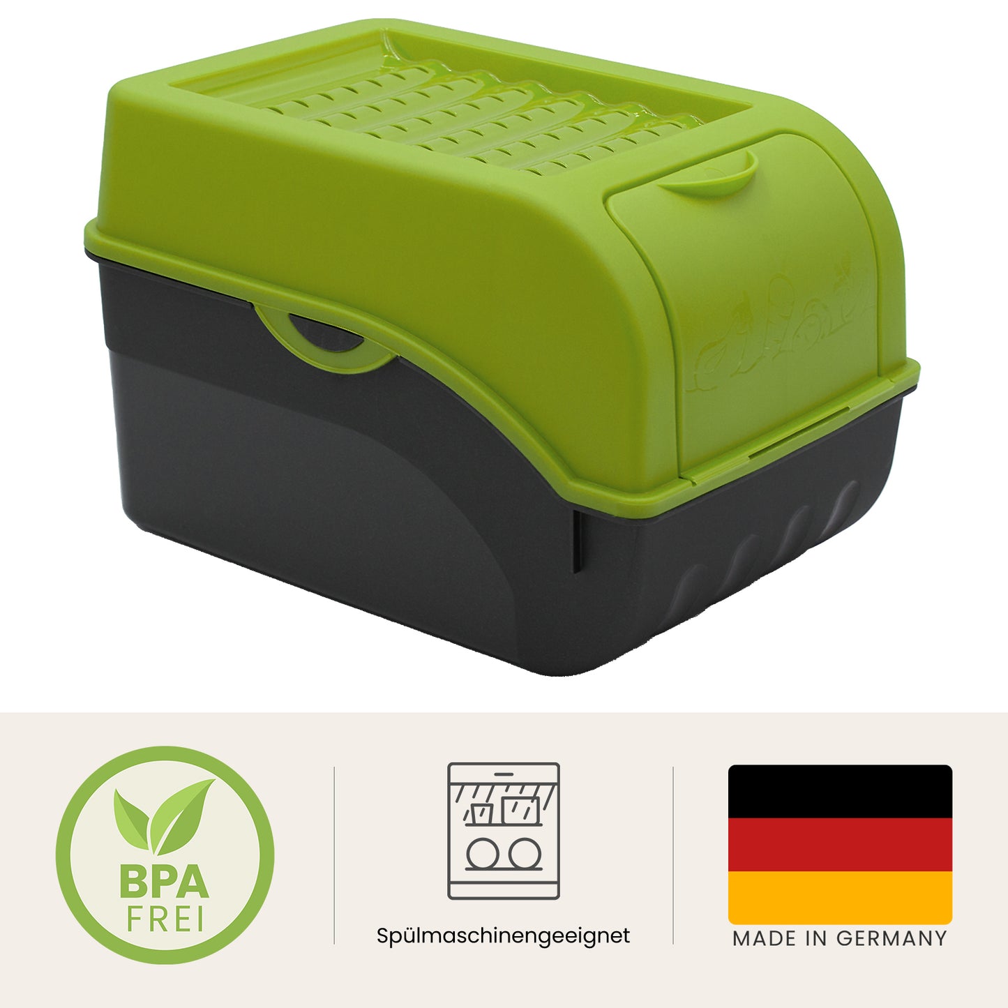 Kartoffelbox mit Deckel grün - Kartoffel Aufbewahrungsbox Gemüsebox mit Aufkleber