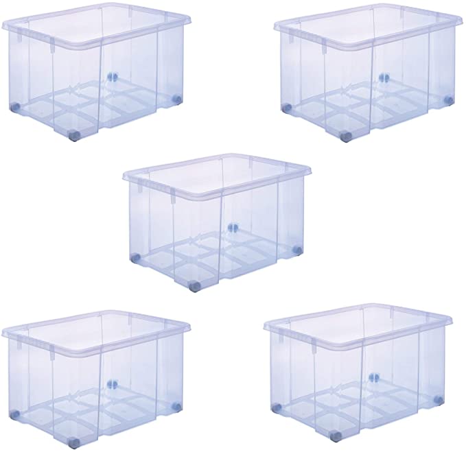 ARTECSIS Aufbewahrungsbox aus Plastik XL, 59x39x32 cm, OHNE Deckel, Eurobox, mit Rollen, stapelbar, Drehstapelbox 55L