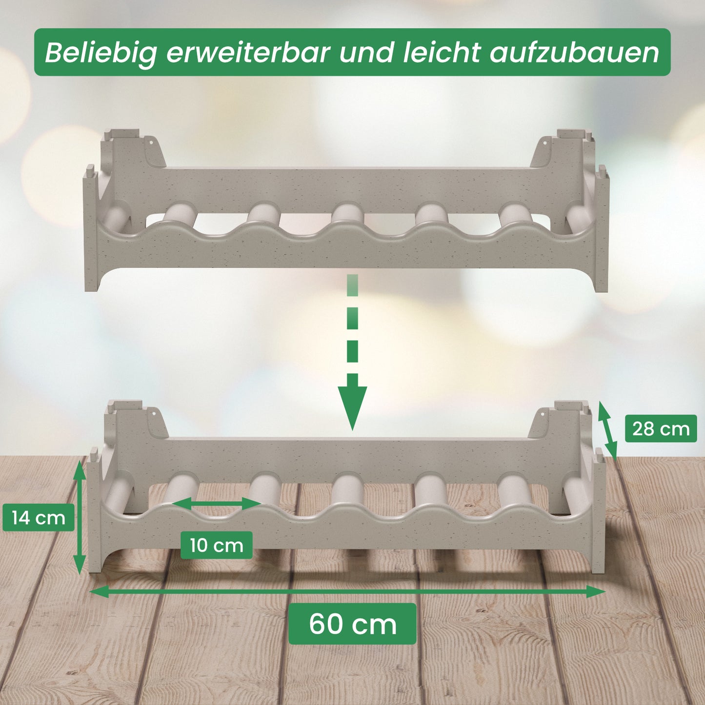 Stapelbares Weinregal aus Kunststoff - Modular erweiterbares Flaschenregal in Granitgrau