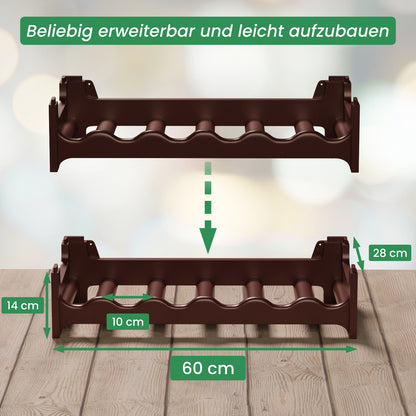 Stapelbares Weinregal aus Kunststoff - Modular erweiterbares Flaschenregal in Braun