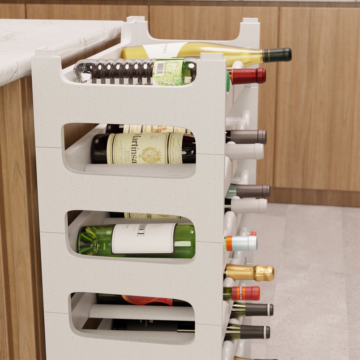 Stapelbares Weinregal aus Kunststoff - Modular erweiterbares Flaschenregal in Granitgrau