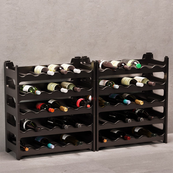 Stapelbares Weinregal aus Kunststoff - Modular erweiterbares Flaschenregal in Anthrazit