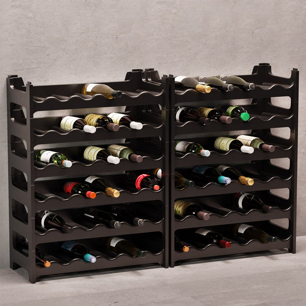 Stapelbares Weinregal aus Kunststoff - Modular erweiterbares Flaschenregal in Anthrazit