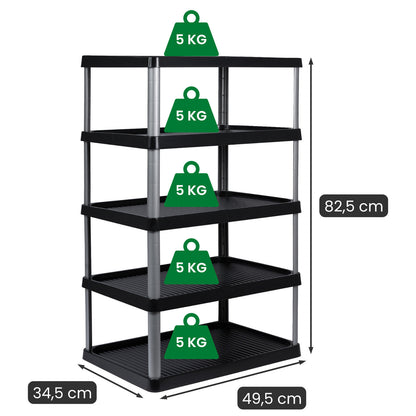 ARTECSIS Schuhregal 3 Ebenen Schwarz I Schuhablage aus Kunststoff 49,5x34,5x43cm