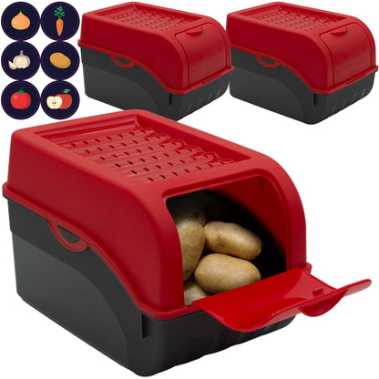 Kartoffel Aufbewahrungsbox 3er Set I Gemüsebox Kartoffelbox mit Deckel, 5 l