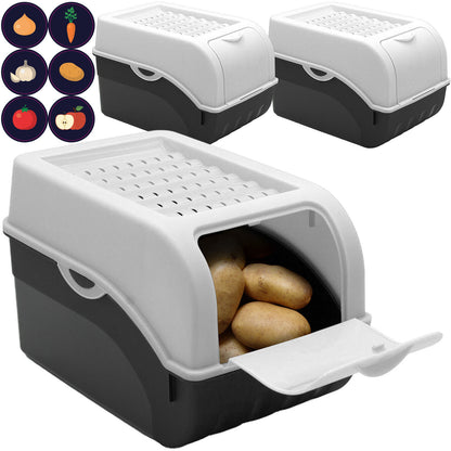 Kartoffel Aufbewahrungsbox 3er Set I Gemüsebox Kartoffelbox mit Deckel, 5 l