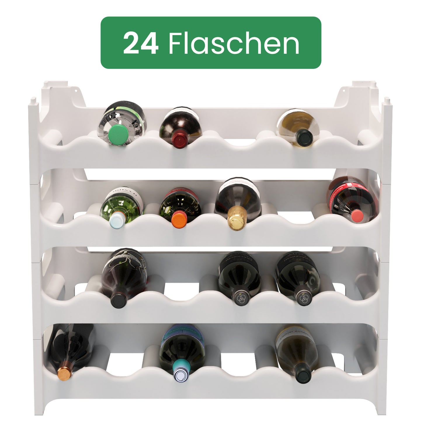 Stapelbares Weinregal aus Kunststoff - Modular erweiterbares Flaschenregal in Weiß