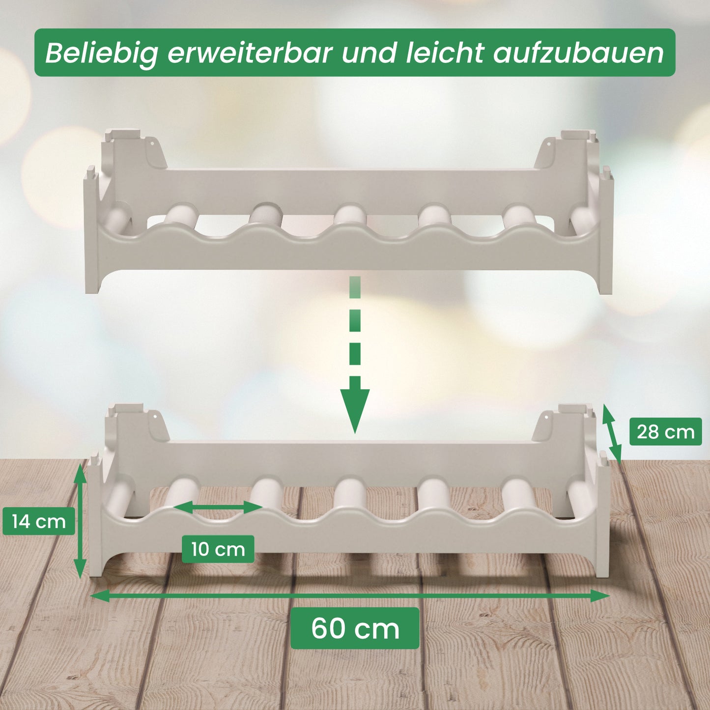 Stapelbares Weinregal aus Kunststoff - Modular erweiterbares Flaschenregal in Weiß