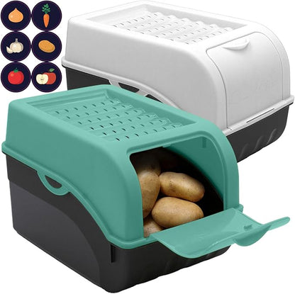 Kartoffelbox mit Deckel 2er Set - Kartoffel Aufbewahrungsbox - Farbe nach Wahl, Größe M