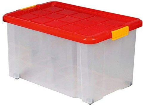 Aufbewahrungsboxen aus Plastik, 60x40x30 cm, mit Deckel, Eurobox, mit Rollen, stapelbar, 55L
