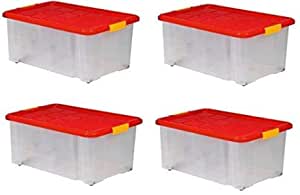 ARTECSIS Aufbewahrungsbox aus Plastik mit Deckel 60x40x25 cm Eurobox Drehstapelbox stapelbar nestbar 45L
