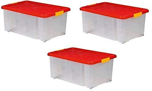 ARTECSIS Aufbewahrungsbox aus Plastik mit Deckel 60x40x25 cm Eurobox Drehstapelbox stapelbar nestbar 45L