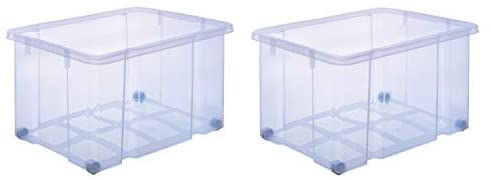 ARTECSIS Aufbewahrungsbox aus Plastik XL, 59x39x32 cm, OHNE Deckel, Eurobox, mit Rollen, stapelbar, Drehstapelbox 55L