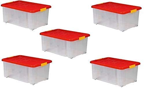 ARTECSIS Aufbewahrungsbox aus Plastik mit Deckel 60x40x25 cm Eurobox Drehstapelbox stapelbar nestbar 45L