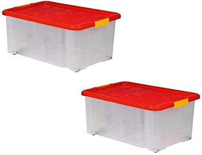 ARTECSIS Aufbewahrungsbox aus Plastik mit Deckel 60x40x25 cm Eurobox Drehstapelbox stapelbar nestbar 45L