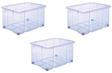 ARTECSIS Aufbewahrungsbox aus Plastik XL, 59x39x32 cm, OHNE Deckel, Eurobox, mit Rollen, stapelbar, Drehstapelbox 55L