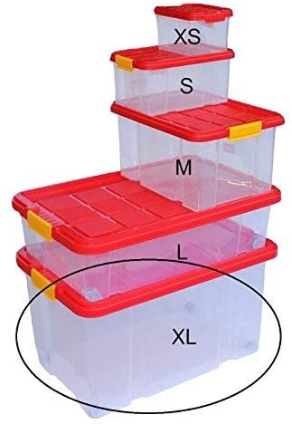 Aufbewahrungsboxen aus Plastik, 60x40x30 cm, mit Deckel, Eurobox, mit Rollen, stapelbar, 55L