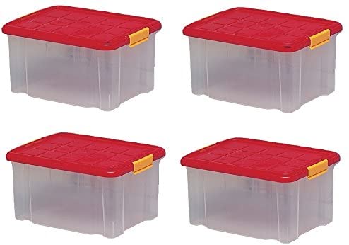 Aufbewahrungsboxen aus Plastik, 40 x 29 x 21 cm, mit Deckel, Eurobox, stapelbar, 15L