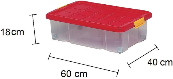 Aufbewahrungsboxen aus Plastik, 60 x 40 x 18 cm, mit Deckel, Eurobox, stapelbar, 34L