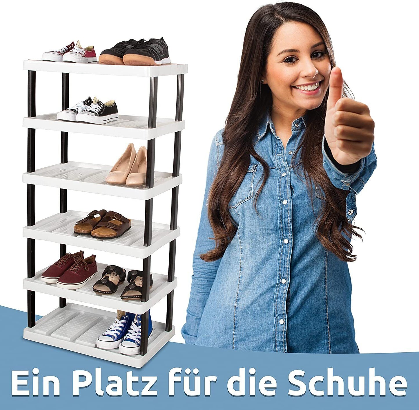 Schuhregal mit 6 Ebenen für 12 Paar Schuhe 113 x 53 x 36,5 cm, erweiterbar