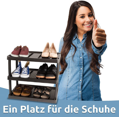 Schuhregal mit 3 Ebenen für 6 Paar Schuhe 47,5 x 53 x 36,5 cm, Erweiterbar