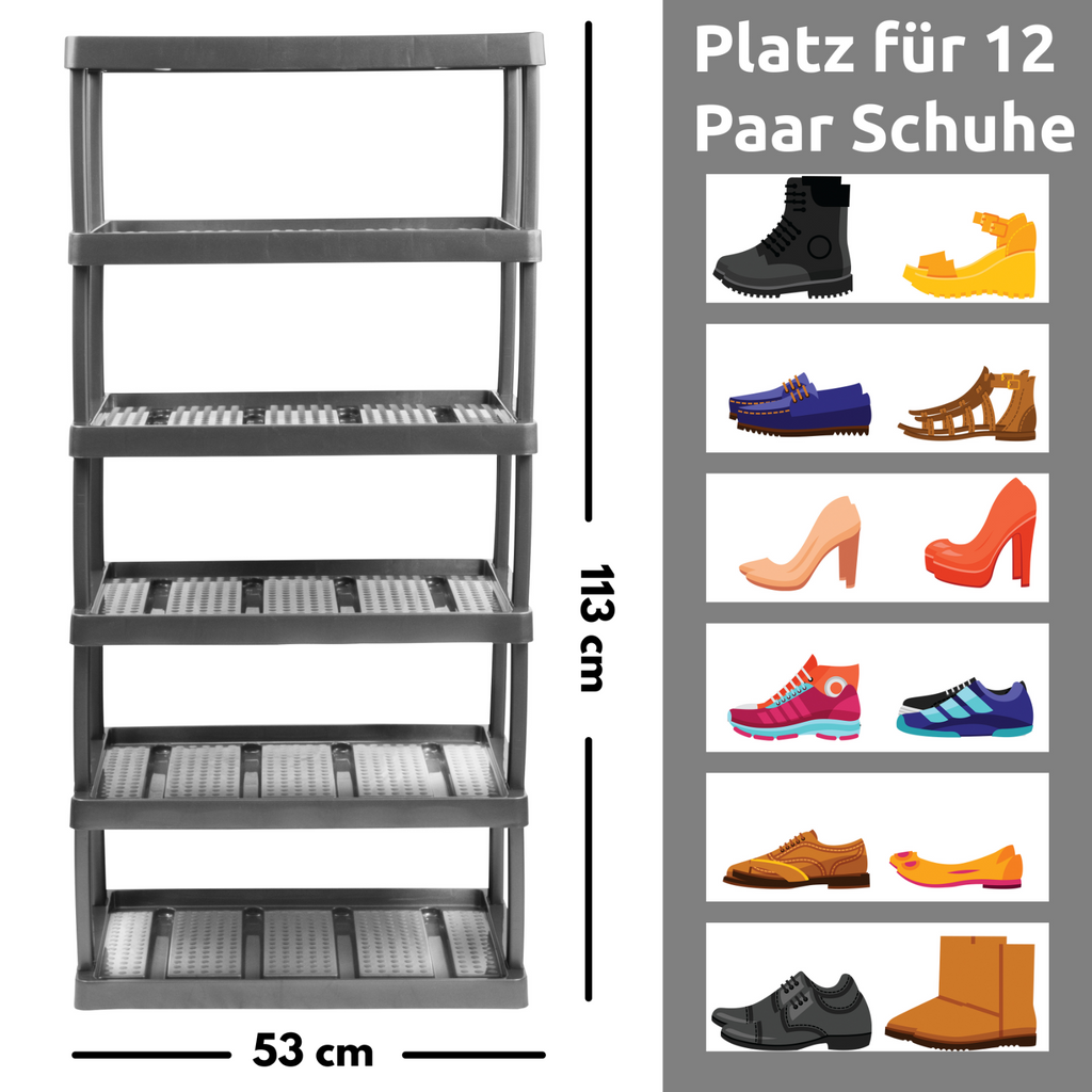 Schuhregal mit 6 Ebenen für 12 Paar Schuhe 113 x 53 x 36,5 cm