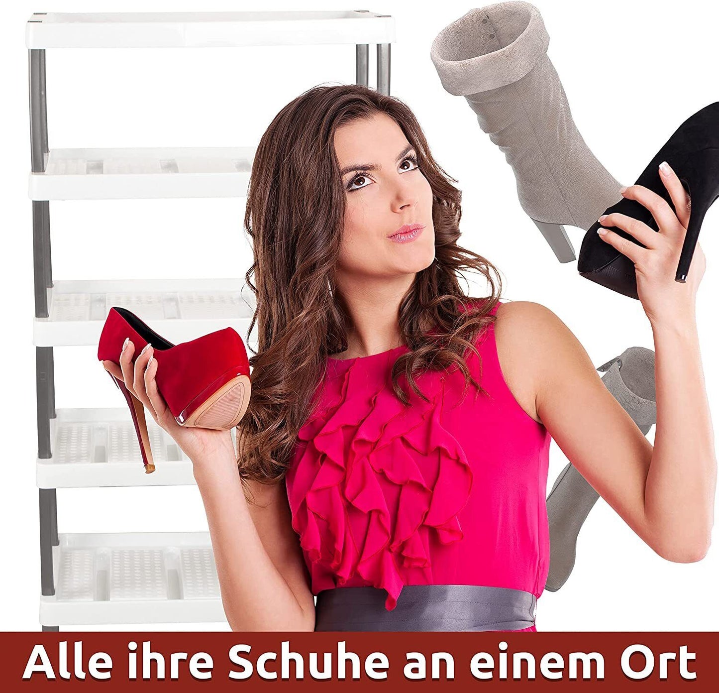 Schuhregal mit 6 Ebenen für 12 Paar Schuhe 113 x 53 x 36,5 cm, erweiterbar