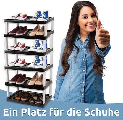 Schuhregal mit 6 Ebenen für 12 Paar Schuhe 113 x 53 x 36,5 cm, erweiterbar