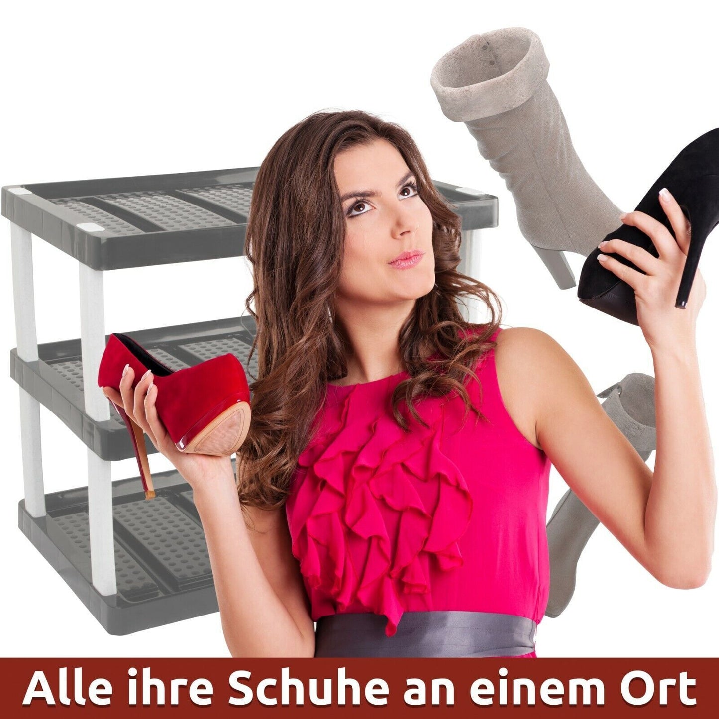 Schuhregal mit 3 Ebenen für 6 Paar Schuhe 47,5 x 53 x 36,5 cm, Erweiterbar