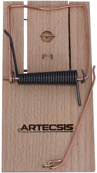 ARTECSIS 2er Pack mit klassischen Rattenfallen aus Holz, Schlagfalle, Schnappfalle, wiederverwendbar, starke Schlagkraft, innen anwendbar