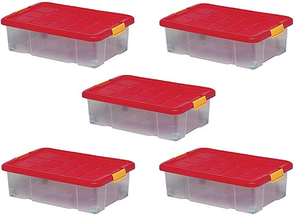 Aufbewahrungsboxen aus Plastik, 60 x 40 x 18 cm, mit Deckel, Eurobox, stapelbar, 34L