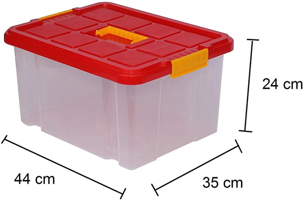 Aufbewahrungsboxen aus Plastik 27L 44 x 35 x 24 cm, Drehstapelbox, Eurobox, stapelbar (mit Deckel)