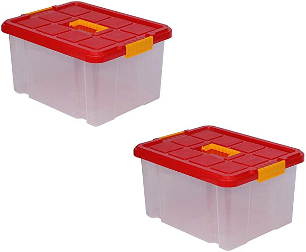 Aufbewahrungsboxen aus Plastik 27L 44 x 35 x 24 cm, Drehstapelbox, Eurobox, stapelbar (mit Deckel)