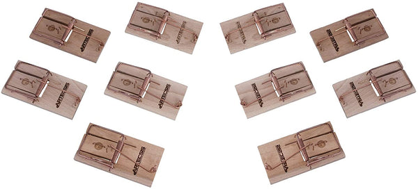 ARTECSIS 10er Set Mausefallen aus Holz, Schlagfalle, Schnappfalle, hohe Schlagkraft