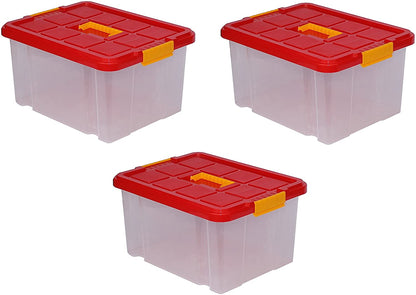 Aufbewahrungsboxen aus Plastik 27L 44 x 35 x 24 cm, Drehstapelbox, Eurobox, stapelbar (mit Deckel)